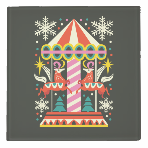 Carousel Christmas Geometric Design - personalised beer coaster by AbiGoLucky