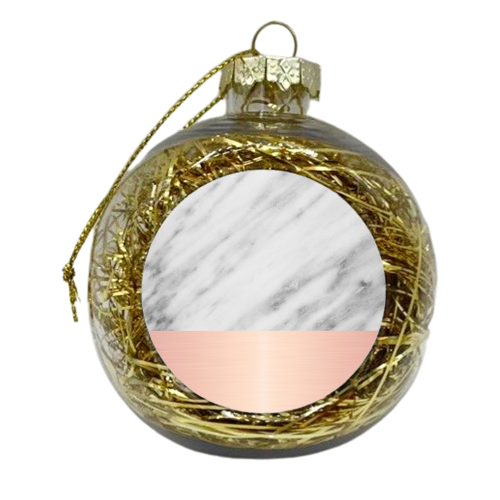 Carrara Italian Marble and Pink - xmas bauble by EMANUELA CARRATONI