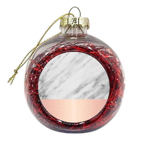 Carrara Italian Marble and Pink - xmas bauble by EMANUELA CARRATONI