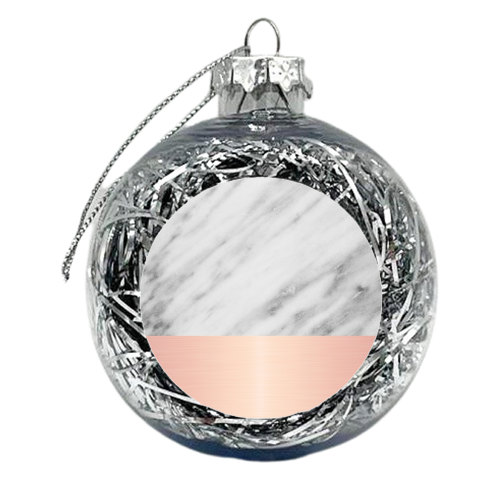 Carrara Italian Marble and Pink - xmas bauble by EMANUELA CARRATONI