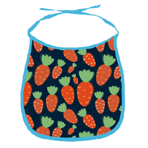 Carrots pattern - funny baby bib by Ania Wieclaw
