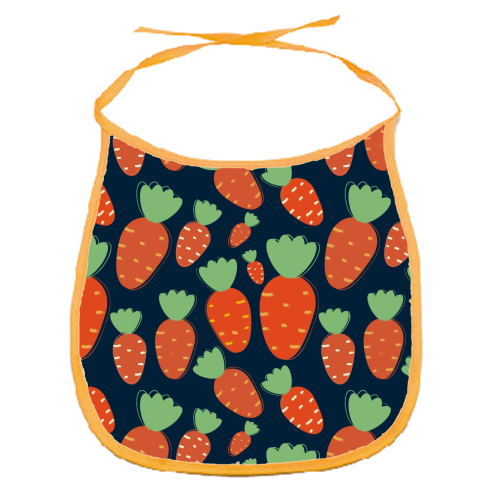 Carrots pattern - funny baby bib by Ania Wieclaw