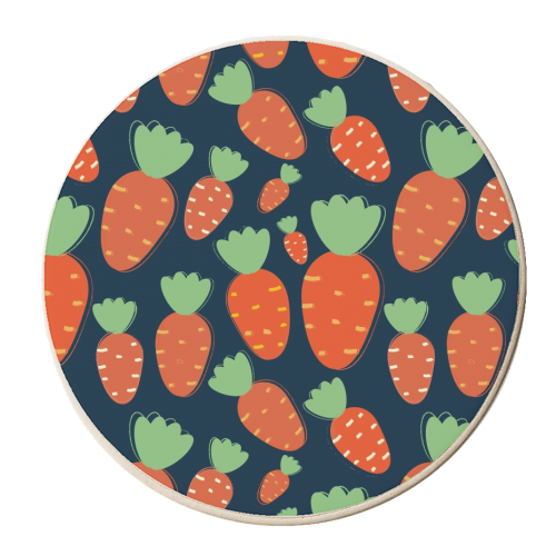 Carrots pattern - personalised beer coaster by Ania Wieclaw