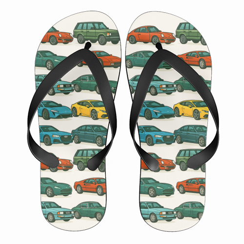Cars - funny flip flops by Ms Doodle
