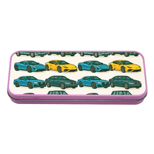 Cars - tin pencil case by Ms Doodle