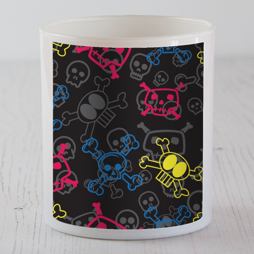 Cartoon Skulls Pattern - scented candle by ArtDigi