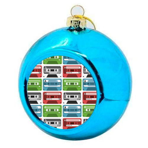 Cassette Tapes - colourful christmas bauble by sam keeley