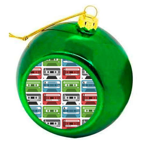 Cassette Tapes - colourful christmas bauble by sam keeley