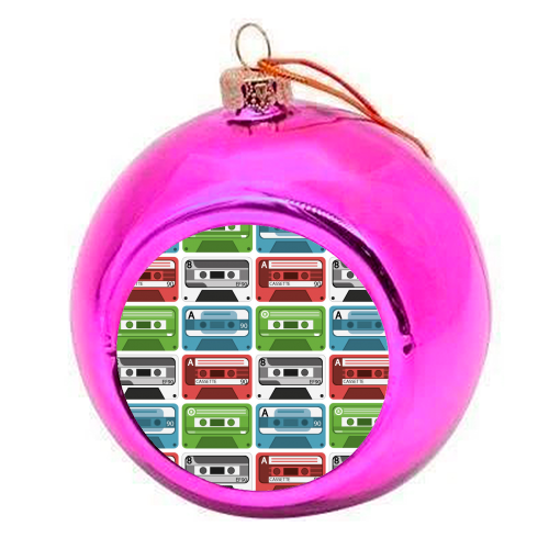 Cassette Tapes - colourful christmas bauble by sam keeley