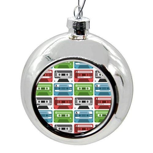 Cassette Tapes - colourful christmas bauble by sam keeley