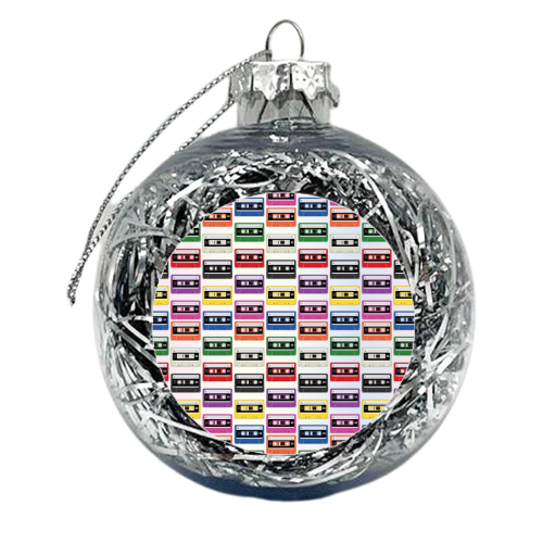 Cassettes In a Row - xmas bauble by LozMac