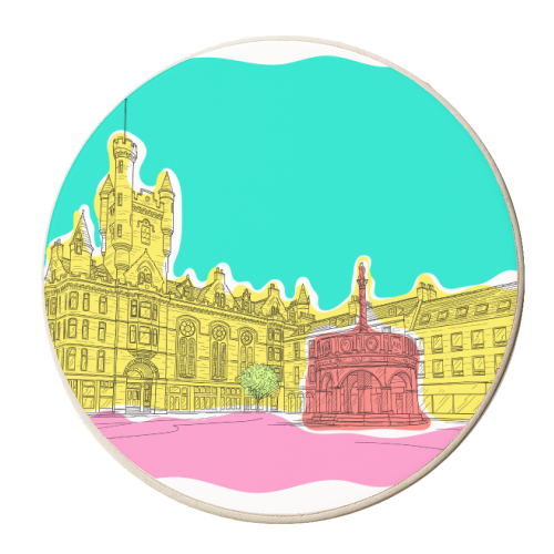 Castle Street (Aberdeen) In Colours - personalised beer coaster by Adam Regester