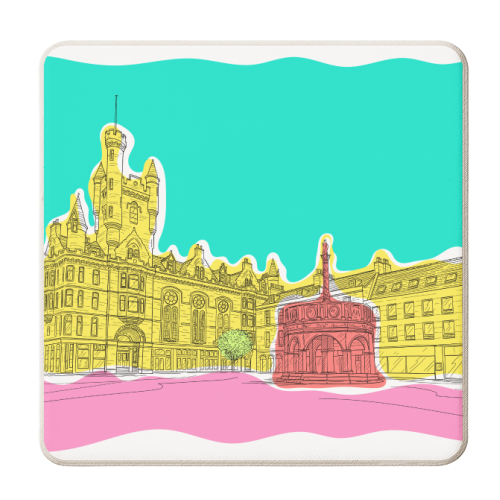 Castle Street (Aberdeen) In Colours - personalised beer coaster by Adam Regester