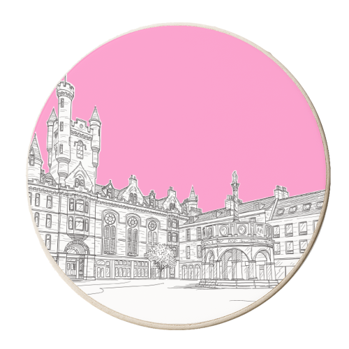 Castle Street, Aberdeen (Scotland) - pink version - personalised beer coaster by Adam Regester