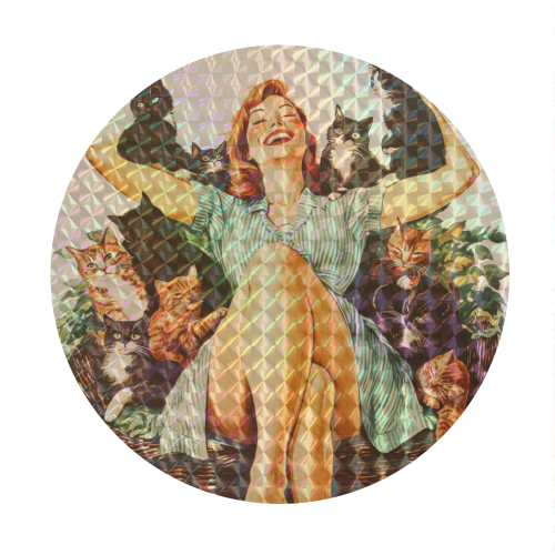 Cat Addiction - Circle Sticker by DejaReve