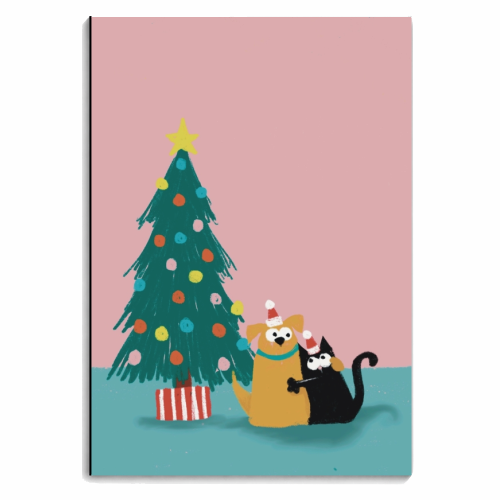 Cat and Dog Christmas couple - personalised A4, A5, A6 notebook by Giddy Kipper