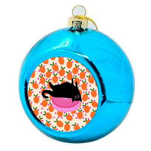 Cat And Oranges - colourful christmas bauble by The Paper Tail