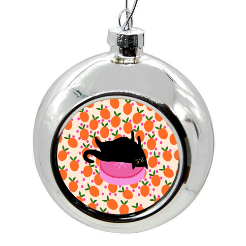 Cat And Oranges - colourful christmas bauble by The Paper Tail