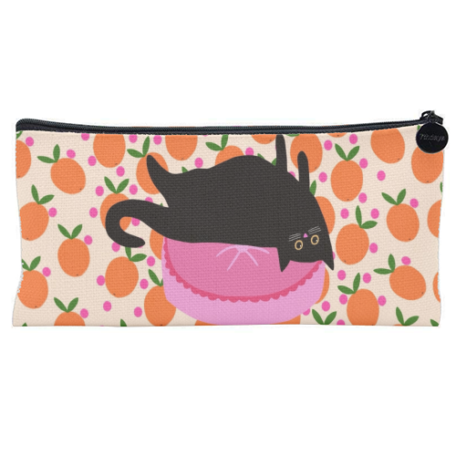 Cat And Oranges - flat pencil case by The Paper Tail