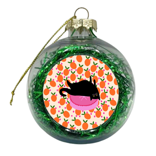 Cat And Oranges - xmas bauble by The Paper Tail