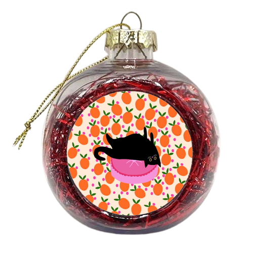 Cat And Oranges - xmas bauble by The Paper Tail