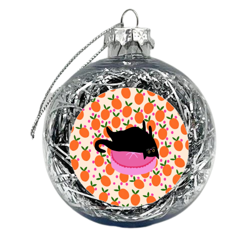 Cat And Oranges - xmas bauble by The Paper Tail
