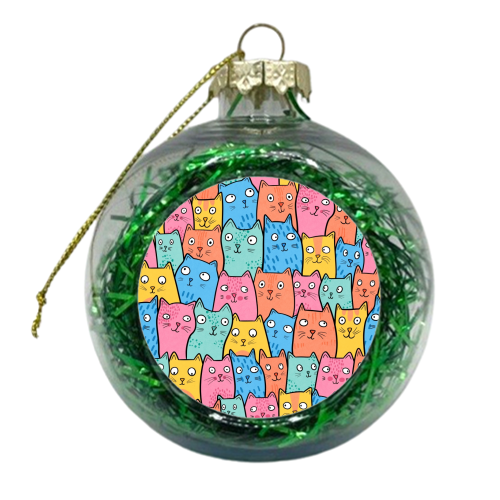 Cat Crowd - xmas bauble by Drawn to Cats