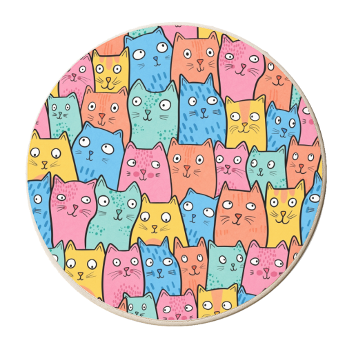Cat Crowd - personalised beer coaster by Drawn to Cats