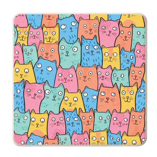 Cat Crowd - personalised beer coaster by Drawn to Cats