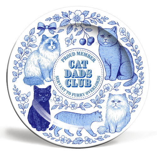 Cat Dads Club - ceramic dinner plate by Lilly Rose