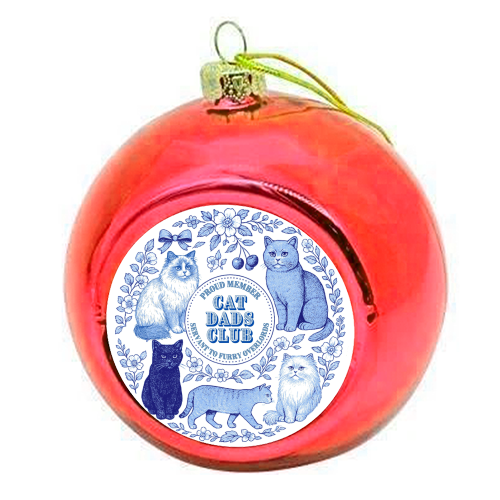 Cat Dads Club - colourful christmas bauble by Lilly Rose