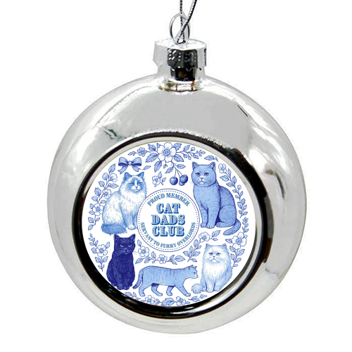 Cat Dads Club - colourful christmas bauble by Lilly Rose