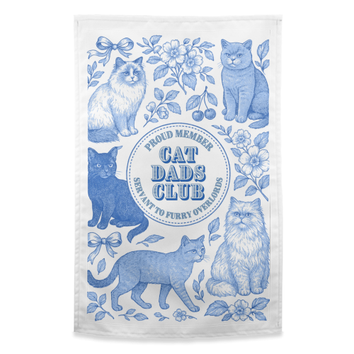 Cat Dads Club - funny tea towel by Lilly Rose