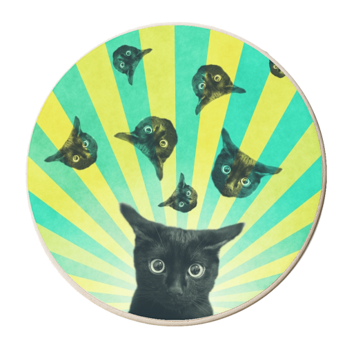 Cat explosion - personalised beer coaster by DejaReve