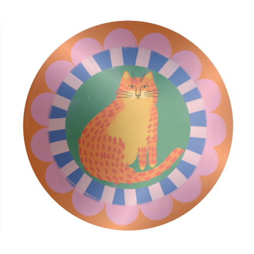 Cat Folk Art Bold Colourful Bright Illustration Painting - Circle Sticker by AbiGoLucky