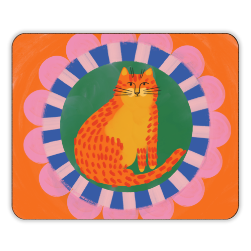 Cat Folk Art Bold Colourful Bright Illustration Painting - designer placemat by AbiGoLucky