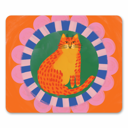 Cat Folk Art Bold Colourful Bright Illustration Painting - mouse mat by AbiGoLucky