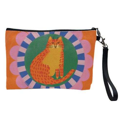 Cat Folk Art Bold Colourful Bright Illustration Painting - pretty makeup bag by AbiGoLucky