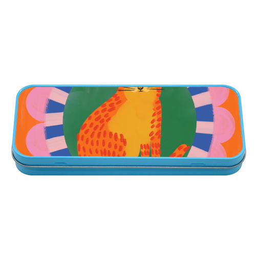 Cat Folk Art Bold Colourful Bright Illustration Painting - tin pencil case by AbiGoLucky