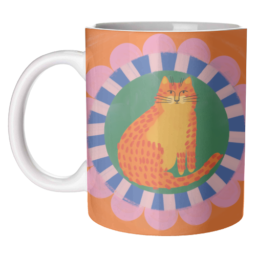 Cat Folk Art Bold Colourful Bright Illustration Painting - unique mug by AbiGoLucky