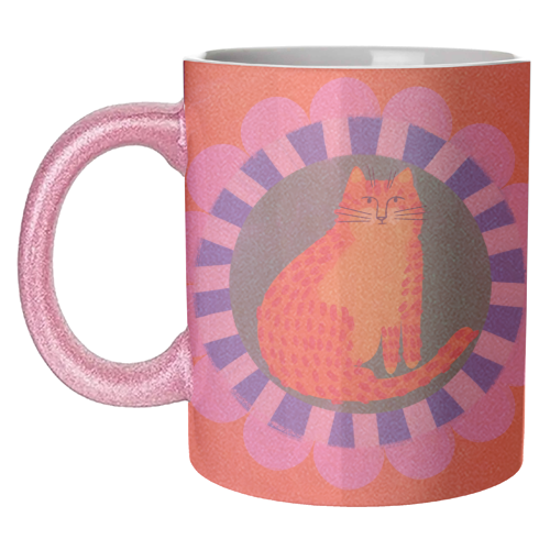 Cat Folk Art Bold Colourful Bright Illustration Painting - unique mug by AbiGoLucky