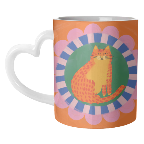 Cat Folk Art Bold Colourful Bright Illustration Painting - unique mug by AbiGoLucky