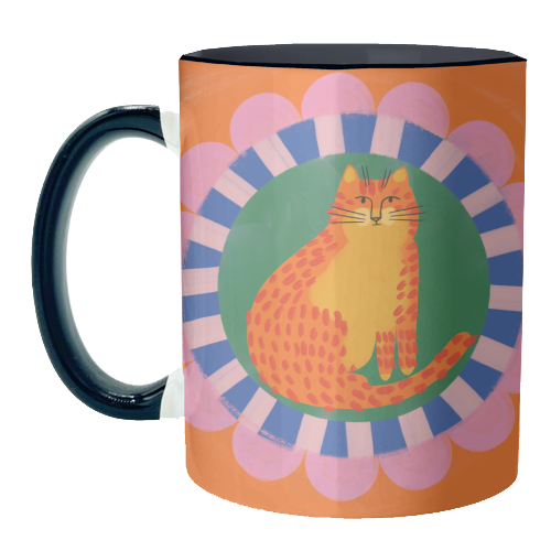 Cat Folk Art Bold Colourful Bright Illustration Painting - unique mug by AbiGoLucky