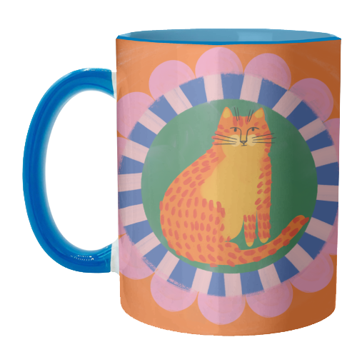 Cat Folk Art Bold Colourful Bright Illustration Painting - unique mug by AbiGoLucky