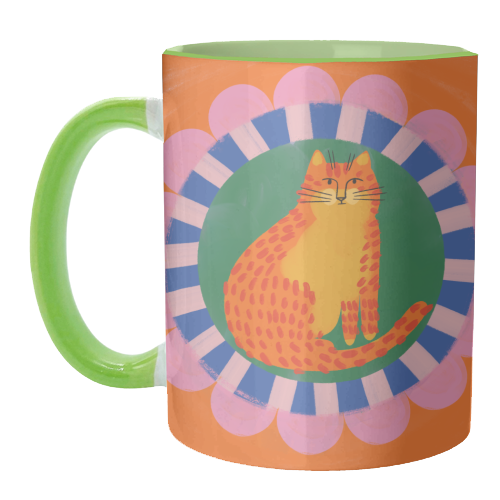 Cat Folk Art Bold Colourful Bright Illustration Painting - unique mug by AbiGoLucky