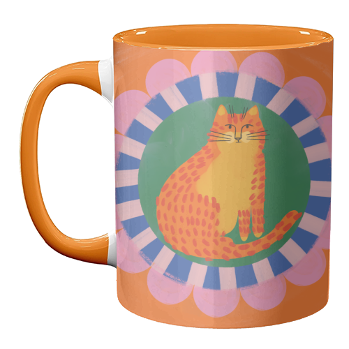 Cat Folk Art Bold Colourful Bright Illustration Painting - unique mug by AbiGoLucky
