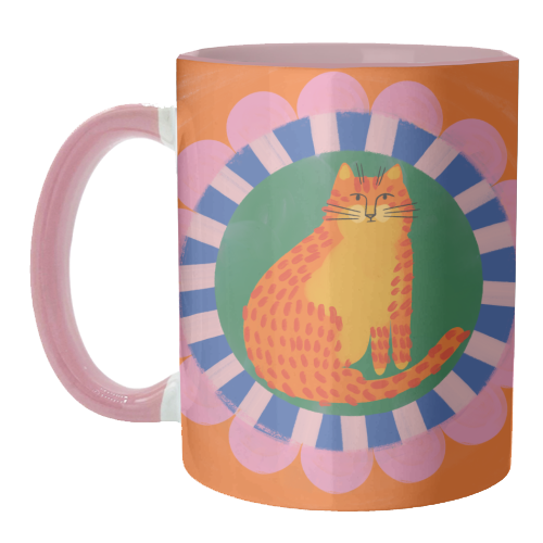 Cat Folk Art Bold Colourful Bright Illustration Painting - unique mug by AbiGoLucky