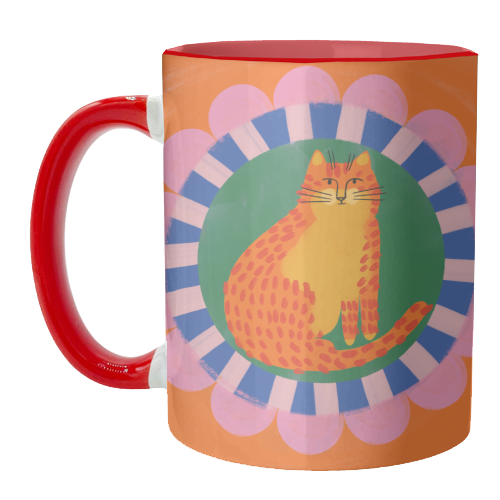Cat Folk Art Bold Colourful Bright Illustration Painting - unique mug by AbiGoLucky
