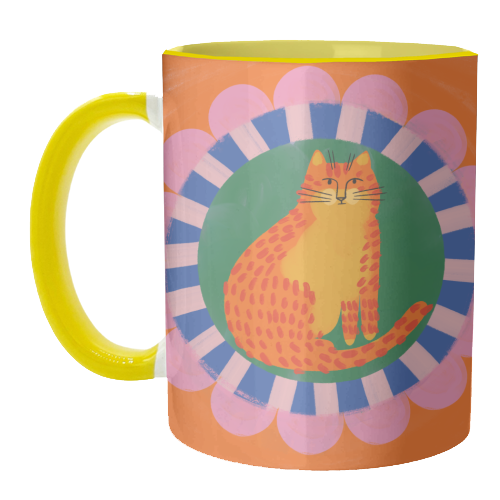 Cat Folk Art Bold Colourful Bright Illustration Painting - unique mug by AbiGoLucky