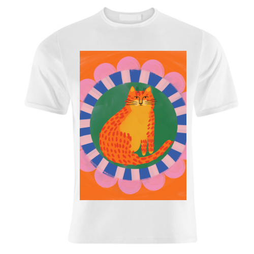 Cat Folk Art Bold Colourful Bright Illustration Painting - unique t shirt by AbiGoLucky
